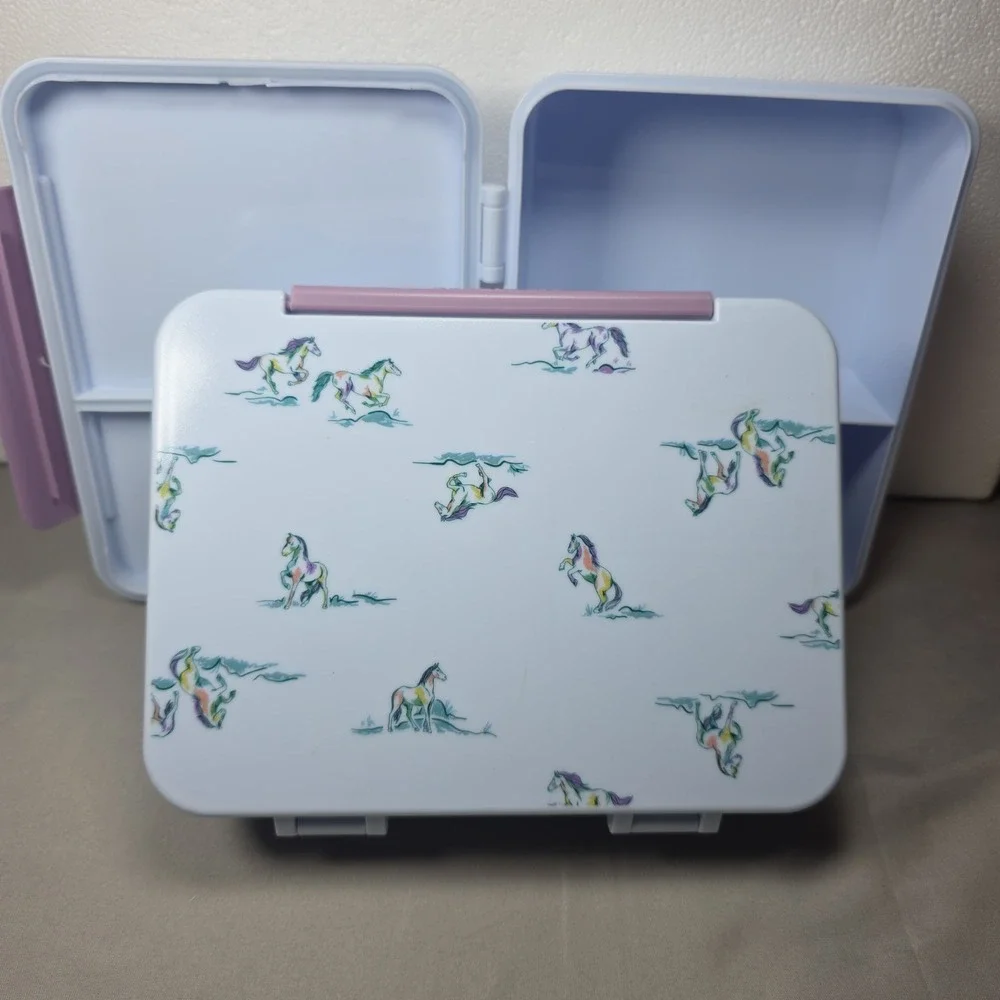 2 Cat & Jack Horses Bento Box Lunch Containers Purple 3-Compartment